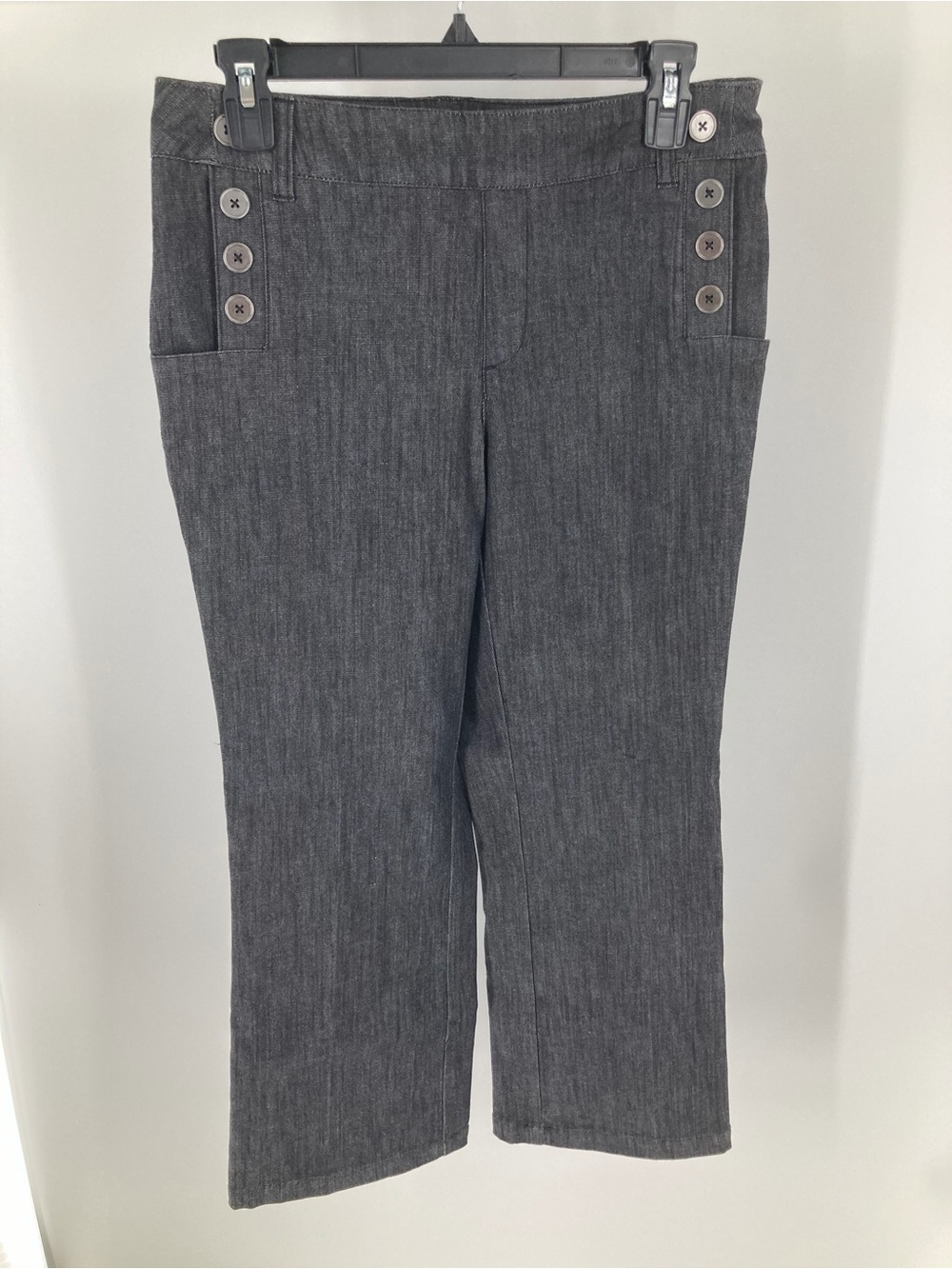 Caslon Charcoal Cropped Button-Accent Jeans